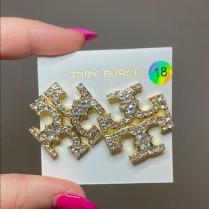 Tory Burch ICON PAVÉ STUD EARRINGS - NEW $100 MSRP